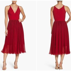 Dress the Population - Alicia Mixed Media Midi Dress - Red